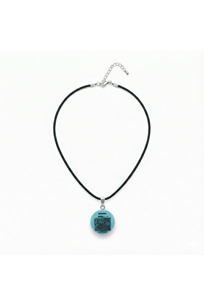 Tesbihane Men's Turquoise Natural Stone Cevşen Necklace - with Ayetel Kürsi W...