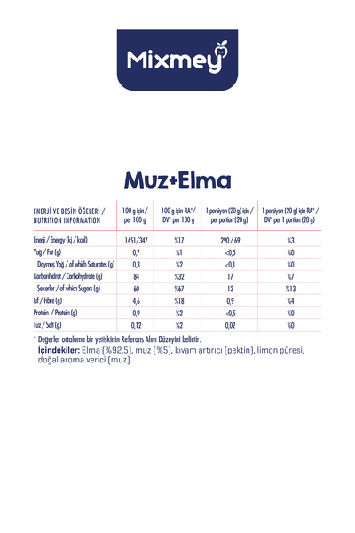 mixmey Muz Meyve Barı 18 Adet | Sağlıklı Atıştırmalıklar – Vegan, Glutensiz, Koruyucusuz (20GR X 18 ADET)