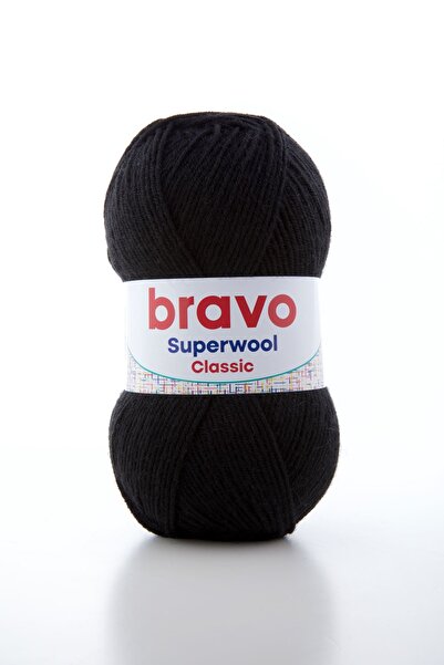 Bravo Superwool Classic 024 Μαύρο Πλεκτό Κλωστό Μαλλί Ακρυλικό 100 γρ 260 μ