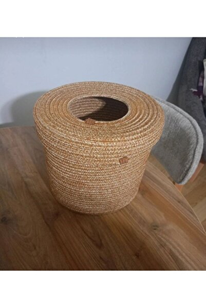 ModaCardin Modern Trash Can with Jute Straw Lid, Shoe Basket, Sock Basket, Pa...