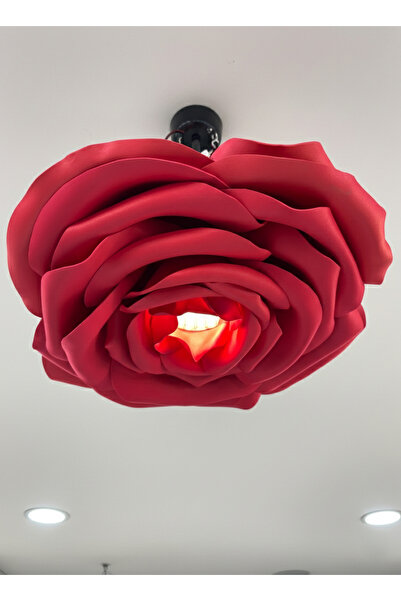 EVALUX Modern Dekoratif Eva Kırmızı Çiçek Sarkıt Avize