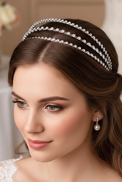 TAKIŞTIR Coroană de design cu zirconiu pentru mireasă/henna/înlogătură/promis...