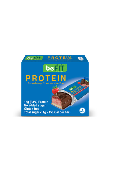 BEFIT LIFESTYLE beFIT Protein Cake Bar Strawberry Cheesecake, 3x45g