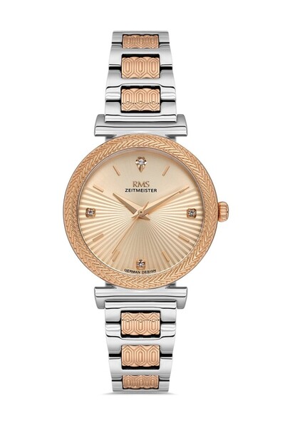 RMS Zeitmeister Rms.1.Ag2137.56 Stoned Design Steel Case Steel Band Metallic-...