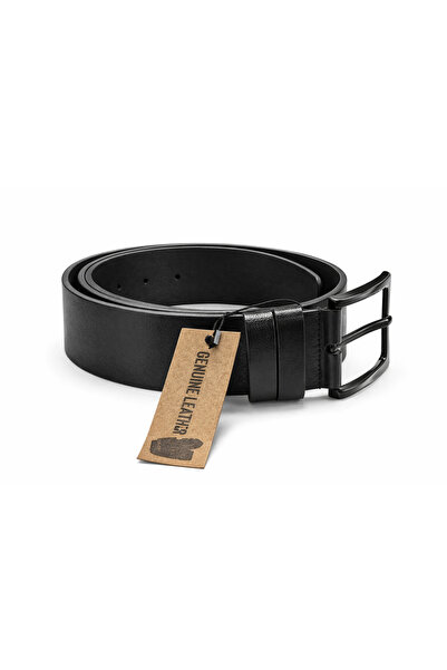 TYD حزام رجالي من الجلد الطبيعي 100% - أسود