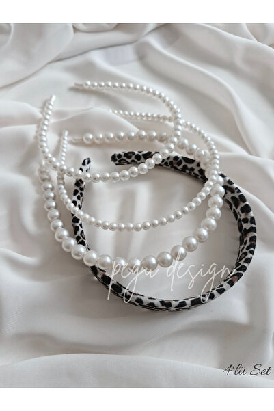 pegu baby collection Set of 4 Leopard Velvet Crown and Row of Pearl Crown, Br...