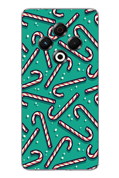 TechTree حافظة سيليكون مطبوع متوافقة مع هاتف Tecno Spark 30 مزودة بعصا حلوى ر...