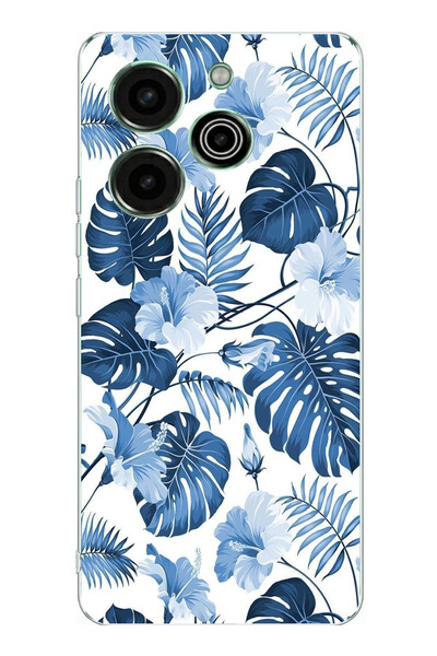 TechTree حافظة سيليكون مطبوع متوافقة مع تكنو بوفا 6 برو بنمط أوراق الشجر الزر...