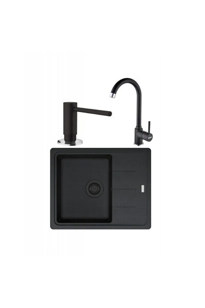 Franke Fragranite Sink Package BFG 611-62 VN + Pola Faucet + Black Soap Dispe...