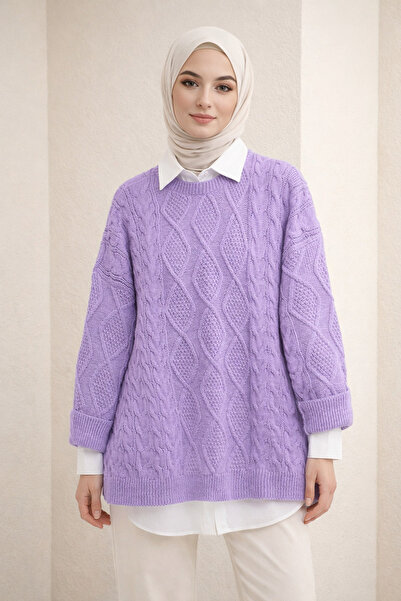 Kirazgym Honeycomb Textured Casual Knit Sweater – Lilac