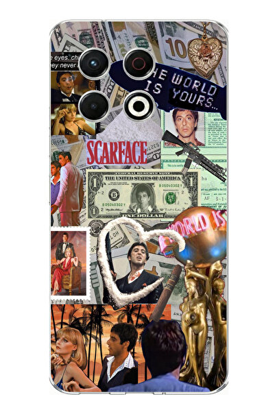 TechTree حافظة سيليكون مطبوع متوافقة مع تصميم سكارفيس كولاج من تكنو سبارك 30 برو