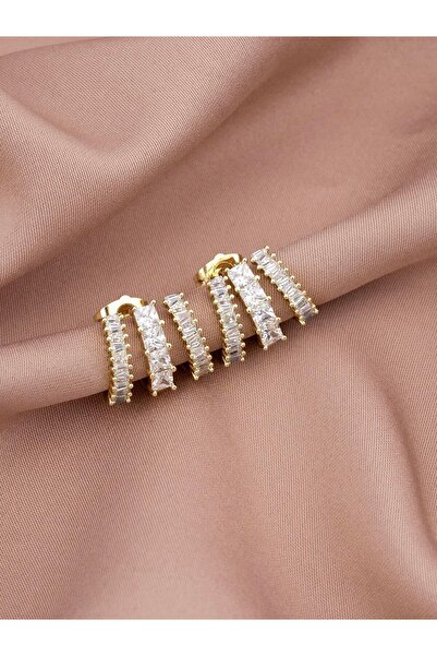 Zuum Accessories Xupıng Özel Seri 14K , Gold , Sarı Renk Üçlü Görünüm Zirkon ...