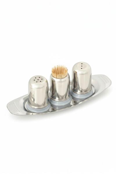 ALBETTO 18/10 Çelik Lokanta Tuzluk Biberlik Kürdanlık, Baharatlık Küçük Boy