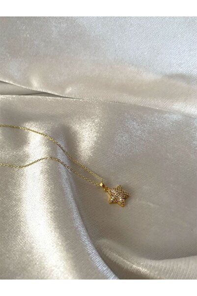 Ezremu Store Taşlı Yıldız Figürlü Gold Çelik Kolye
