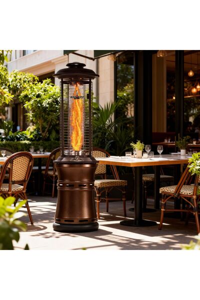 Lassori Elite Tüplü Dekoratif Bahçe Şömine Isıtıcısı (Bakır Renk)