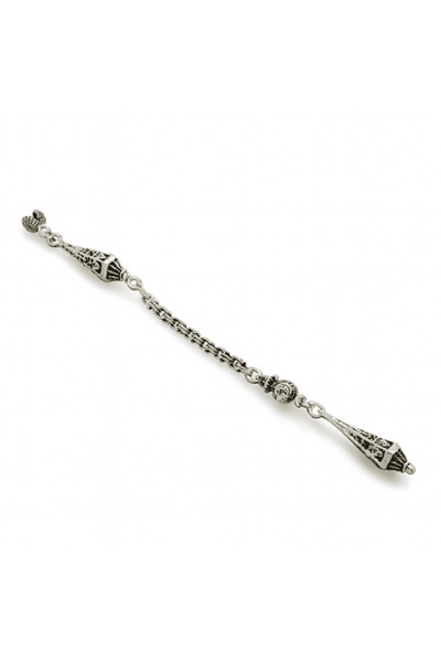 Tesbihane Dome Themed Silver Color Albanian Chain Single Whip Tarnish Resista...