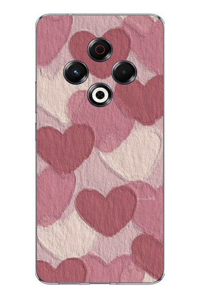 TechTree حافظة سيليكون مطبوع متوافقة مع تكنو سبارك 30 بلون وردي باستيل وقلب وردي