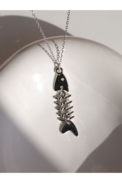 Reorah Collection Silver Color Fish Bone Necklace