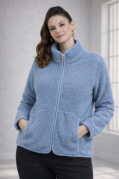 TUSSE Elegant Imported Women's Outer Plush and Inner Fleece Zippered Fleece C...