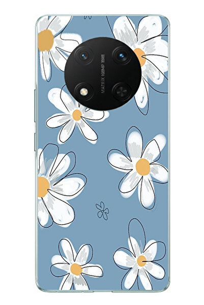 TechTree حافظة سيليكون متوافقة مع هاتف Honor X9C باللون الأزرق ديزي جاردن مطبوع