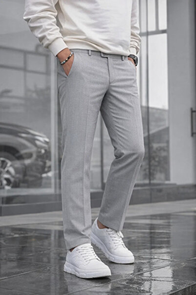 COMBİNE MİCHAİL Erkek Straight Fit Pamuklu Gri Pantolon