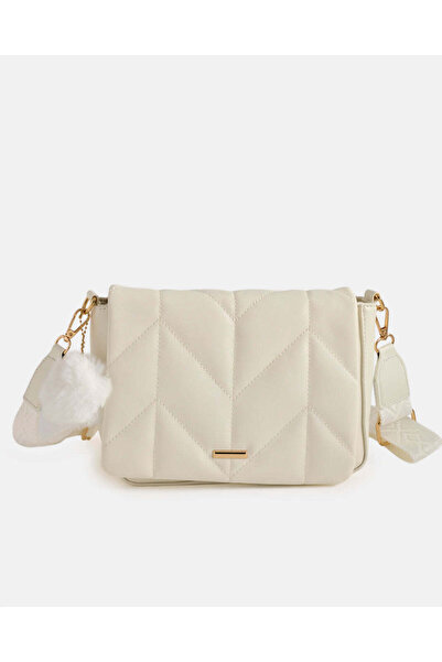 REDTAG Women Ivory Quilted Crossbody Bag