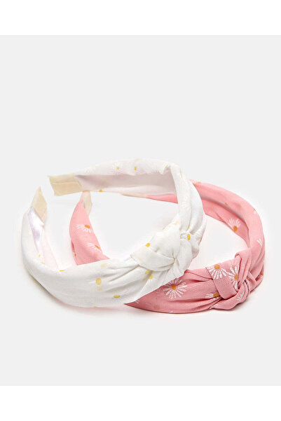 REDTAG طقم ربطات شعر للبنات باللونين الوردي والأبيض (عبوة من قطعتين)