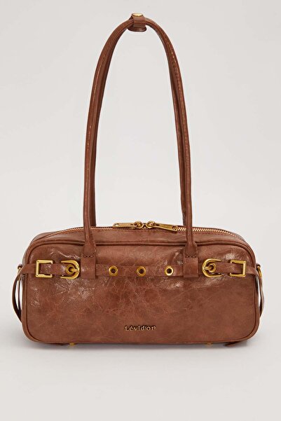 Levidor Dark Brown Belt Detailed Long Strap Shoulder Bag