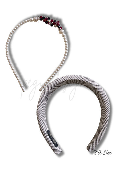 pegu baby collection Set of 2 Sponge-Filled and Row-Arranged Pearl Crown, Bri...