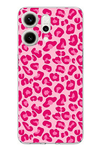 TechTree Oppo Reno 14 5g Compatible Pink Leopard Design Printed Silicone Case