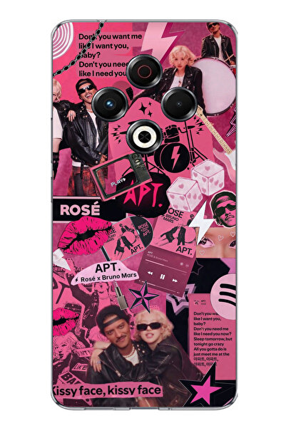 TechTree حافظة سيليكون متوافقة مع تكنو سبارك 30 من بلاك بينك كولاج مطبوع