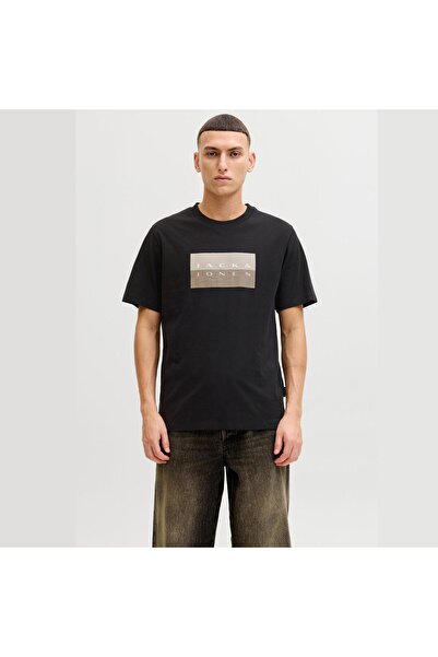 Jack & Jones Чорна футболка Fusion Dots Print для чоловіків (12289863-B)