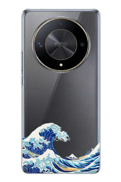 TechTree حافظة سيليكون مطبوع متوافقة مع Honor X9B بتصميم موجة كاناغاوا أوكى ن...