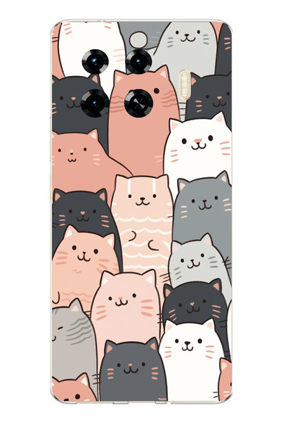 TechTree Printed Silicone Case with Pufi Kittens Design Compatible with Tecno...
