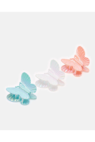REDTAG Girls Assorted Butterfly Hair Claw Set (Pack of 3)