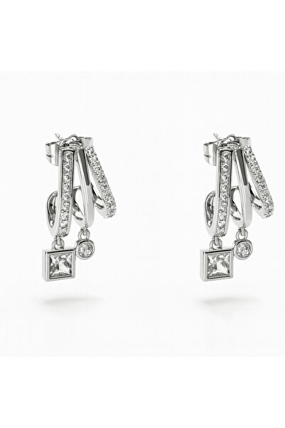 Tesbihane Women's Xuping Steel Earrings - 3 Row Design - White Zircon Stone -...