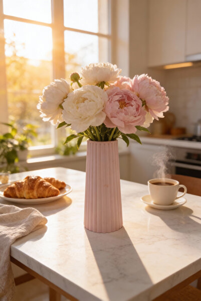 Fitruka Decorative Vase |   Powder Pink Minimal Striped Design