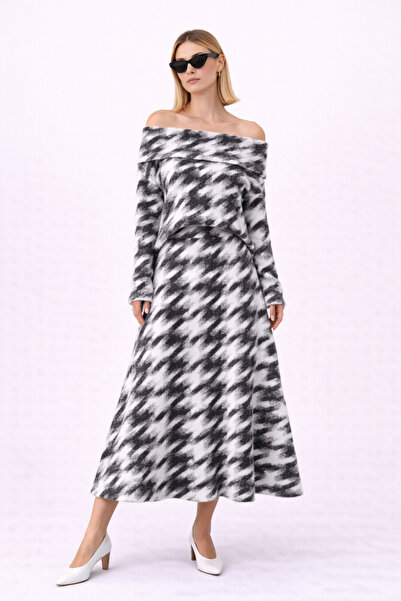 Paw Garage Women's Angelic Yumoş Madonna Collar Blouse with Skirt Bottom-Top Set