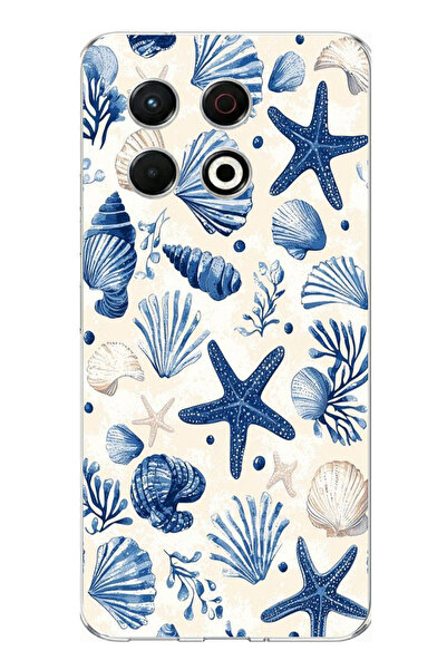 TechTree حافظة سيليكون مطبوع متوافقة مع تكنو سبارك 30 برو بنمط صدفة البحر الز...