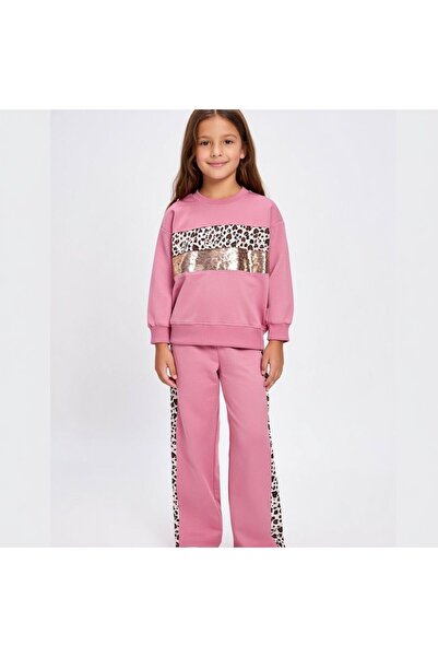 Lmn طقم بناتي بتفاصيل رقائق الفهد الموسمية بخيوط مزدوجة