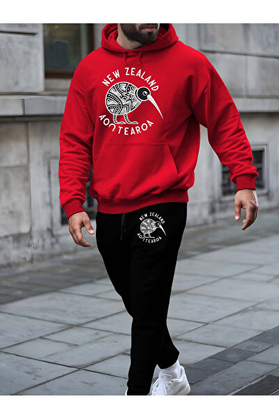 ELAN WEAR New Zeland Printed Tracksuit Set Sweatshirt Jogger - Pink Oversized...