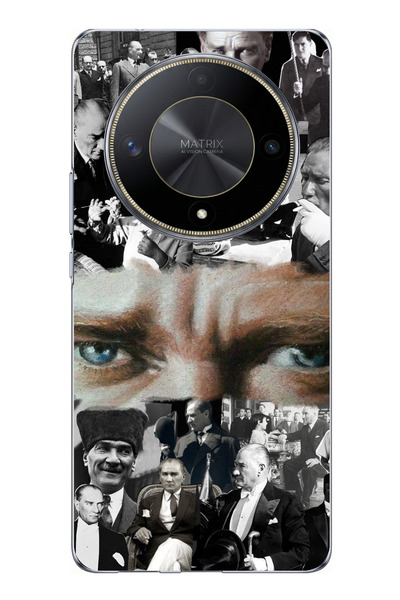 TechTree Honor X9B Compatible Atatürk Colorful Collage Eyes Printed Silicone ...