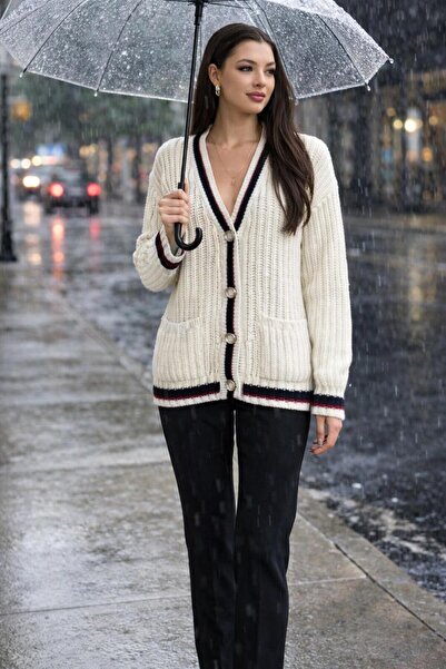 DAMGA Collection Women's Knitted Embroidered Sweater Cardigan