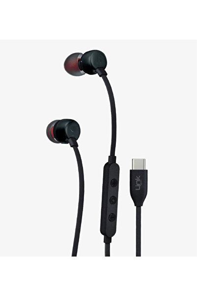 Linktech Ekstra Bass Kablolu Kulaklık , H74 Siyah Type-C Mikrofonlu Metal Kab...