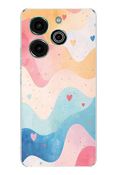 TechTree حافظة سيليكون متوافقة مع هاتف Tecno Pova 6 Pro بألوان باستيل متموجة ...