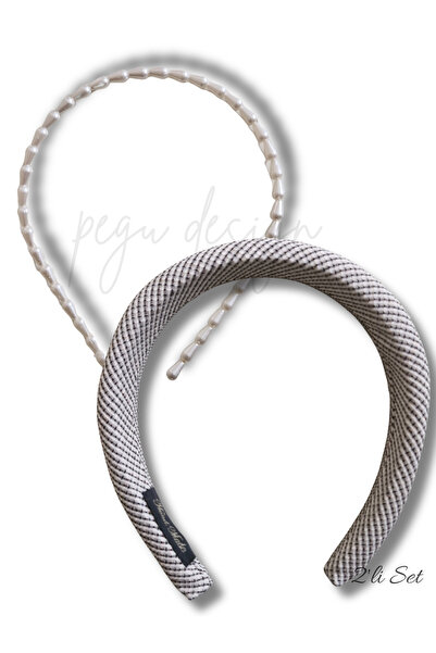 pegu baby collection Set of 2 Sponge-Filled and Row-Arranged Pearl Crown, Bri...