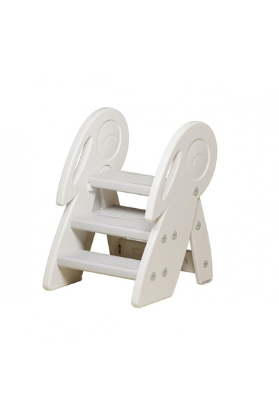 Nichiduta Garden Step Stool White, three-step child booster with handrails