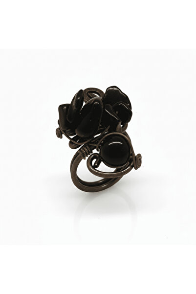 Tesbihane خاتم نسائي من سبائك النحاس والبرونز - مع حجر العقيق الطبيعي غير الم...