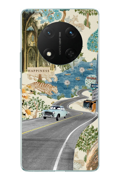 TechTree Honor X9C Compatible Green Artistic Road Flowers Printed Silicone Case