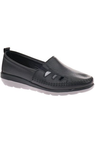 Voyager D26Ya-0110 Black Leather Comfort Women's Ballet Shoes